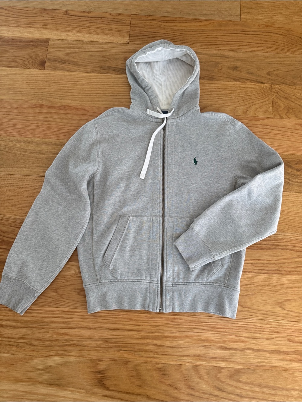 Polo by Ralph Lauren Light Gray Full-Zip Hoodie with Green Pony, M